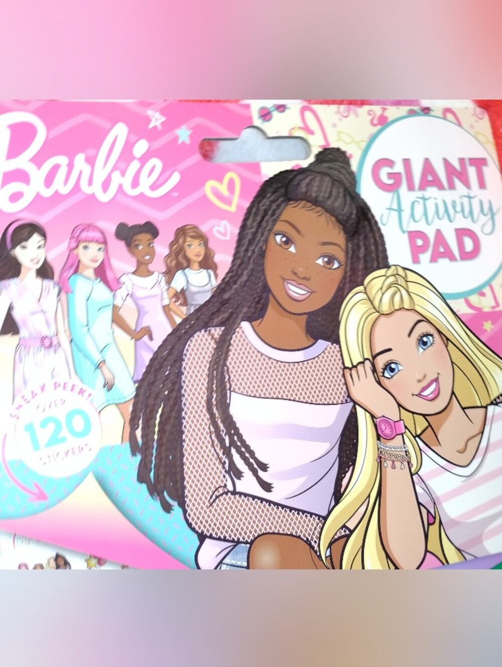 Barbie Activity Pad Cover Featuring Blonde and Brown Braided Dolls